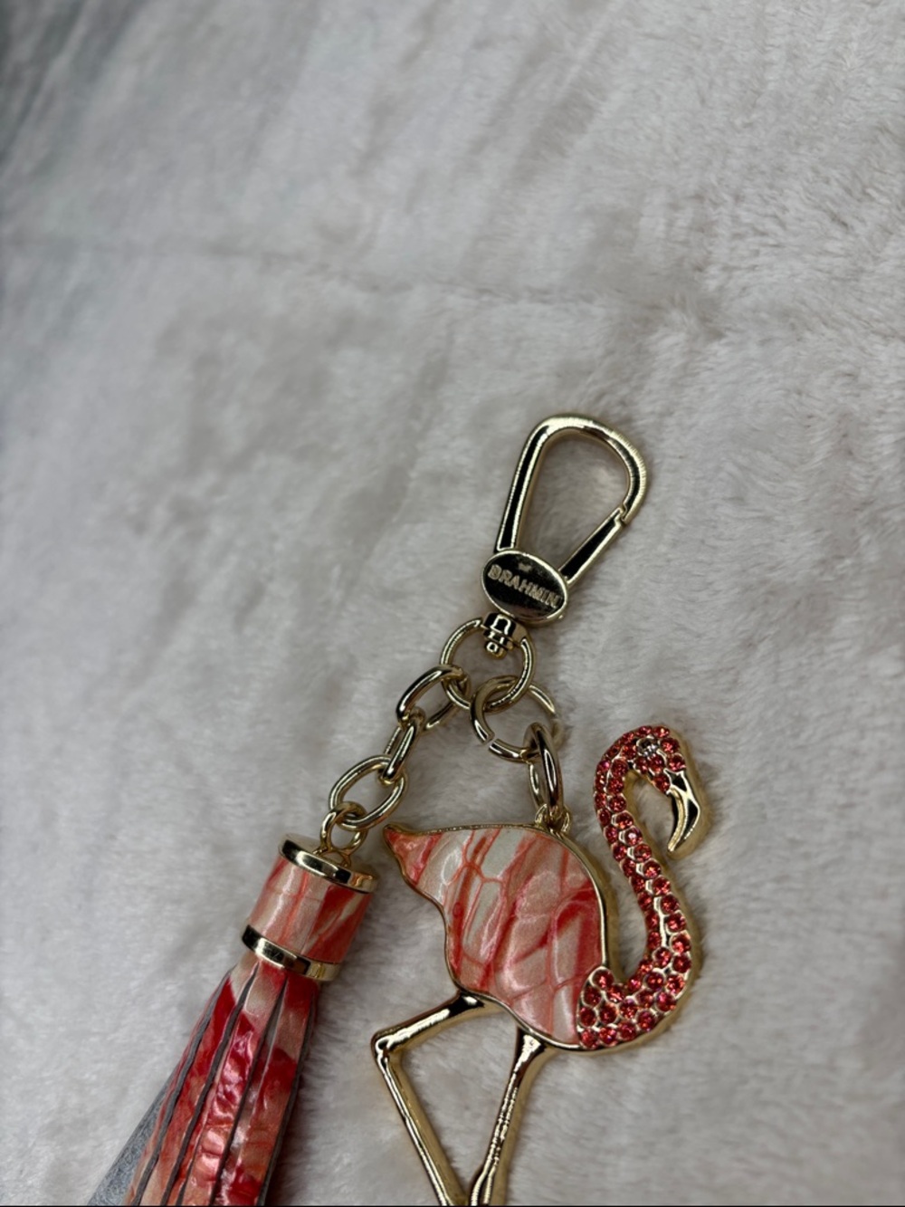 Brahmin Tassel Pink Flamingo Melbourne Keychain - Picture 5 of 8